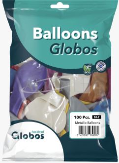 Balony BAL23-100M metal., mix kolorów, rozm. 23cm, op. 100szt.
