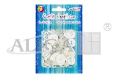Guziki plastikowe GUZ-7580  białe, mix rozm., 10-30mm, op. 30g