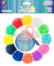 Zestaw koralików gumowych PJ-7352 rozm.6mm, 60g żyłka dł.10m i nożyczki w zamyk.pudełku