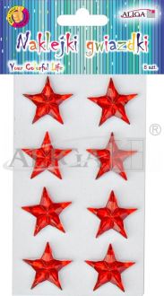 Naklejki NK-1699 czerwone gwiazdki przestrzenne 8szt. PROM