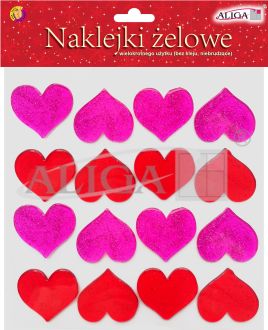 Naklejki żelowe ZNK-5901 serca 19x19cm