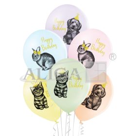 Balony BN06-599 - Urodzinowe zwierzaki - op. 6 szt.