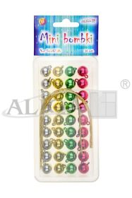 Mini Bombki BOM-5419 rozm.15mm, op. 36szt. 36 sznureczków o dł.19cm