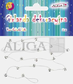 Girlanda z dzwoneczkami GIR-4886 kolor srebrny, dł. 2m