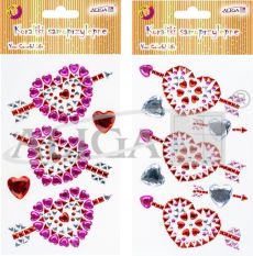 Dżety JET-2890 kryształki samoprzylepne serca, mix kolorów, rozm. 9,5x15,5cm PROM