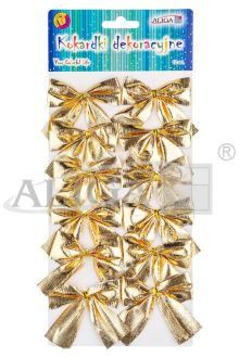 Kokardki dekoracyjne KOK-5289 metalizowane złote, rozm.6x6cm, blist. 12szt.