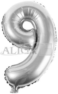 Balony foliowe cyferki BC-34/9/S 34" srebrne, 86 cm