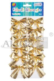 Kokardki dekoracyjne KOK-5289 metalizowane złote, rozm.6x6cm, blist. 12szt.