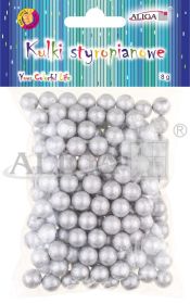 Kulki styropianowe KS-4381 dekoracyjne, srebrne, rozm. 16mm, op. 8g