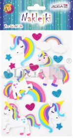 Naklejki NK-0131 "jednorożce" piankowe z brokatem, rozm. 11,5x16,5cm PROM