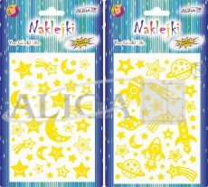 Naklejki NK-6737 świecące w ciemności, mix wzorów, rozm. 14 x 21cm