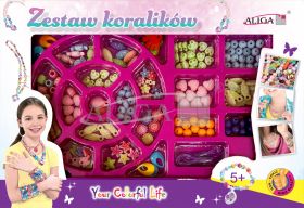 Zestaw koralików plastikowych PJ-1978 mix kol.i ksztatów,op.ok.150szt.  2 żyłki 120cm PROM