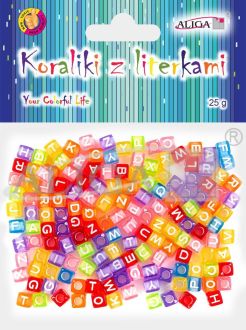 Koraliki PJA-0354 plastikowe z literkami, rozm. 6x6mm, op.25g