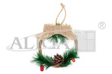 Ring drewniany WNR-5135 dekoracyjy, z zawieszką, rozm. 15CM