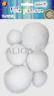 Kule pluszowe POM-3517 (kule śnieżne) Gruby plusz ,mix op. 6 szt.