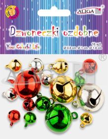 Dzwoneczki ozdobne DZW-4404 mix rozmiarów, op. 16szt.