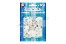 Guziki plastikowe GUZ-7580  białe, mix rozm., 10-30mm, op. 30g