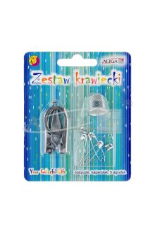 Zestaw krawiecki NIT-8273 - składane nożyczki, naparstek, 5 agrafek