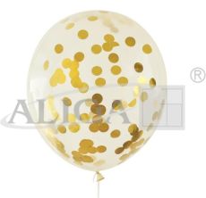 Balony z konfetti BKN-8575 złotym op. 5szt. 30cm