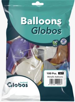 Balony BAL27-100M metal., mix kolorów, rozm. 27cm, op. 100szt.