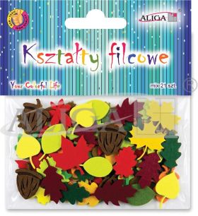 Kształty filcowe KF-1570 motyw jesienny, mix wzorów i rozm., op. 21szt.