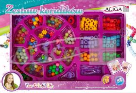 Zestaw koralików plastikowych PJ-1985 mix kol.i kształtów,op.ok.170szt. 2 żyłki 120cm PROM