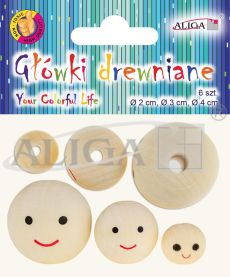 Główki drewniane PJG-2547 mix rozmiarów, op. 6szt.