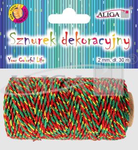Sznurek dekoracyjny SZ-9034 ze złotą nitką, rozm. 2mm x 30m