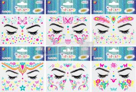 Tatuaże do twarzy TAT-6744 świecące w świetle UV, rozm. 15x10,5cm, mix wzorów PROM