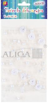 Tasiemka dekoracyjna WSP-3636 w kolorze perłowym, dł. 3m