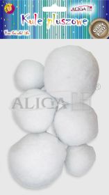 Kule pluszowe POM-3517 (kule śnieżne) Gruby plusz ,mix op. 6 szt.