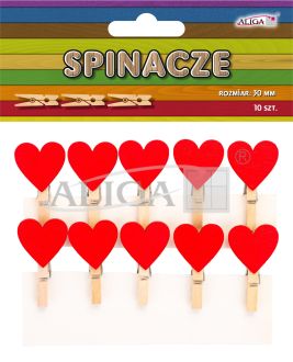 Spinacze SPIN-6110 drewniane serca, op.10szt., rozm. 30mm