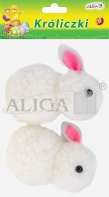 Króliczki dekoracyjne WKZ-0383 pluszowe, rozm. 5cm, op.2szt.