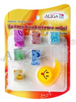 Taśma brokat samoprzylepna TBS-0754-M 12mmX1m 6 rol. z gilotynką PROM.