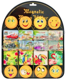 Magnesy MG-6647-MIX 1, 20szt./1 blacha : samochody, ptaki, buźki PROM