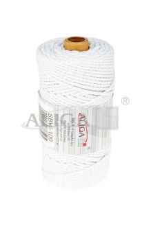 Sznurek bawełniany SBW-100 biały 3mm x 100m (splot 21 nitek)