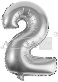 Balony foliowe cyferki BC-34/2/S 34" srebrne, 86 cm