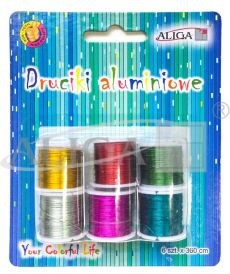Druciki aluminiowe DA-3717 na szpulkach 0,3 mm x 3 m. 6 kol.