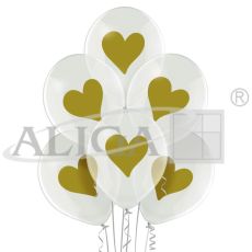 Balony BN06-421 crystal - złote serca - op.6szt.