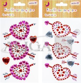 Dżety JET-2890 kryształki samoprzylepne serca, mix kolorów, rozm. 9,5x15,5cm PROM