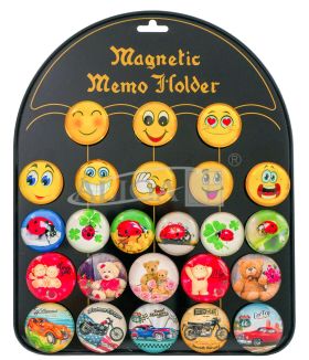 Magnesy MG-6654-MIX 2, 24szt./1 blacha, biedronki, owoce, pojazdy , buźki PROM