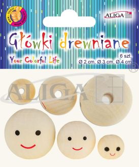 Główki drewniane PJG-2547 mix rozmiarów, op. 6szt.