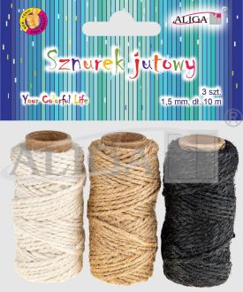 Sznurek jutowy SZJ-9263 rozm. 1,5mm x 10m, op. zawiera 3 kolory