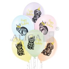 Balony BN06-599 - Urodzinowe zwierzaki - op. 6 szt.
