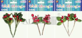 Gałązki dekoracyjne DPG-2847 zaw. 3 wzory: 2 szt.dł.11 cm 3 szt.dł.9 cm  2 szt.dł.12 cm 