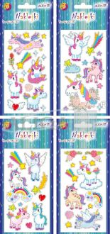 Naklejki laserowe NK-6631 "jednorożce" mix wzorów, rozm. 8 x 14,5 cm PROM