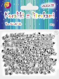 Koraliki PJA-0347 plastikowe z literkami, rozm. 6x6mm, op.25g