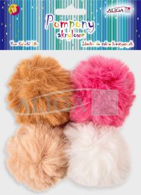 Pompony POM-6033 z zawieszką mix kolorów 7cm op.4szt.