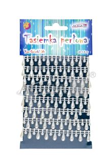 Tasiemka perłowa WSP-5655, rozm. perełek 1cm i 1,5cm, dł. 1,5m