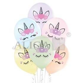 Balony BN06-589 - Głowy jednorożca - op. 6szt.